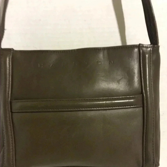 Halston green leather shoulder handbag - Picture 5 of 8